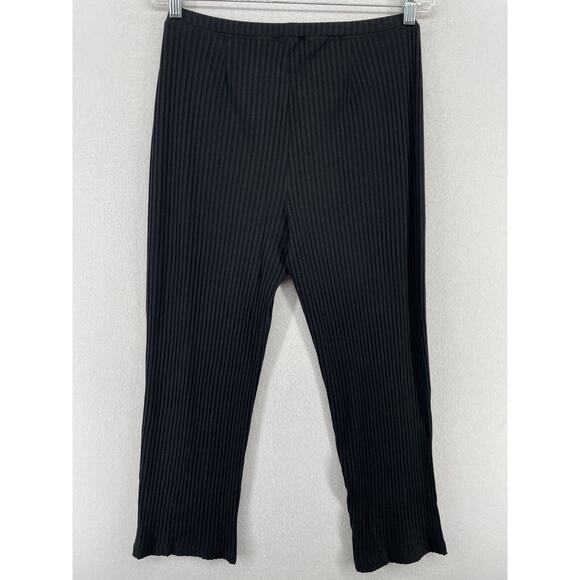 EILEEN FISHER Pants S Small Tencel Blend Stretch Ribbed Pull On Black USA - Picture 2 of 15